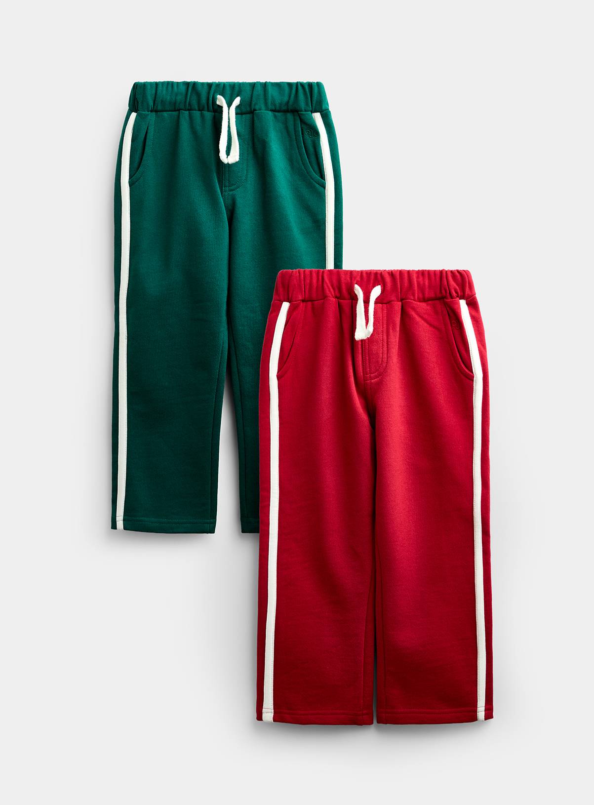 JOJO MAMAN BÉBÉ 2 Pack Straight Leg Jogger with Stripes Dark Green 12-18 months - Image 1